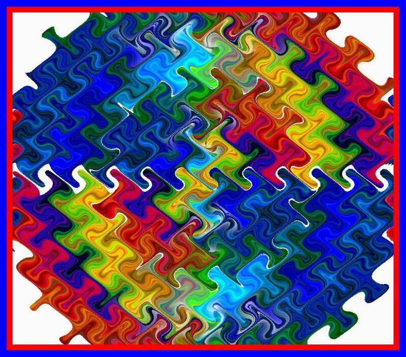 Colorful Puzzle Pattern — Blue