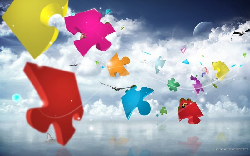 Colorful Puzzle Pieces — Blue, Dreamy