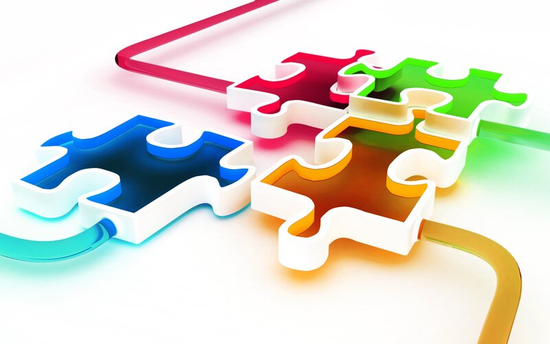 Colorful Puzzle Pieces — Blue