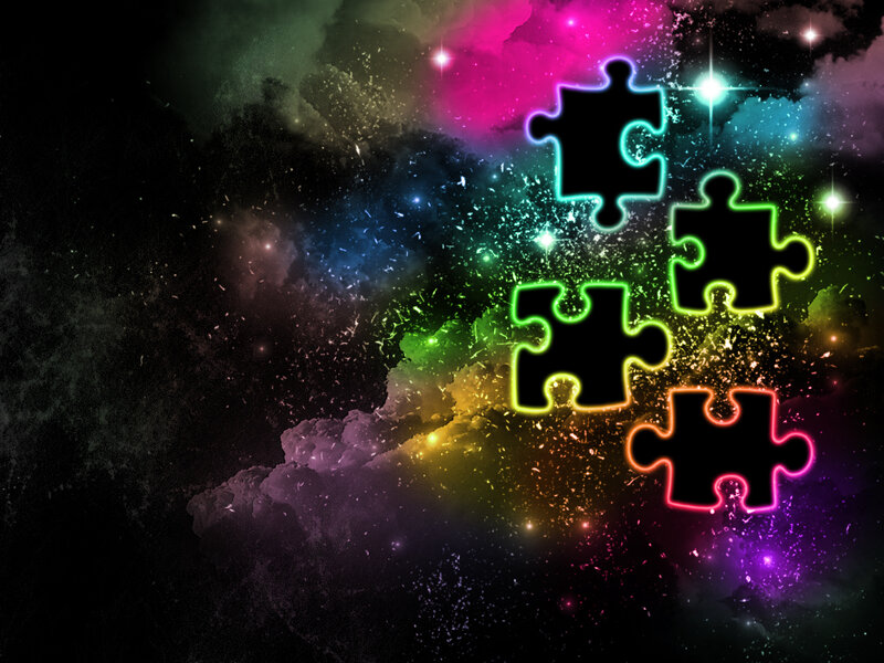 colorful puzzle pieces in space