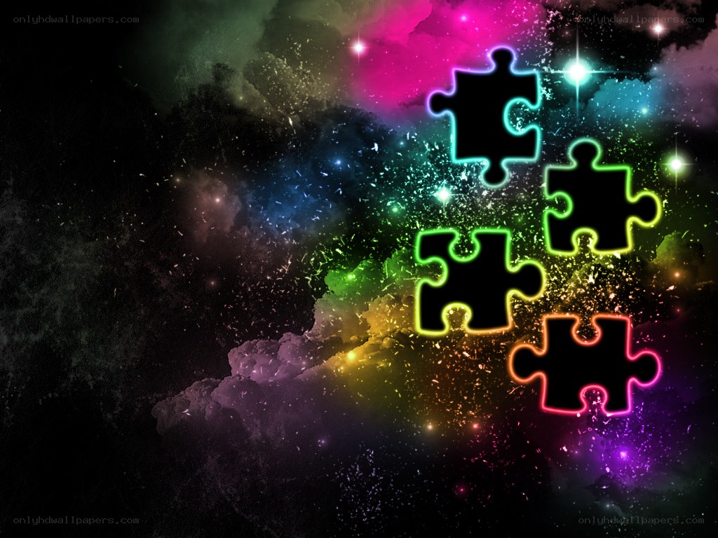 colorful puzzle pieces in space