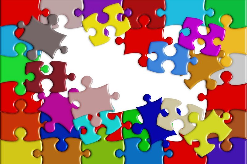 Colorful Puzzle Pieces — Red
