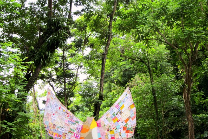 Colorful Quilt in Forest
