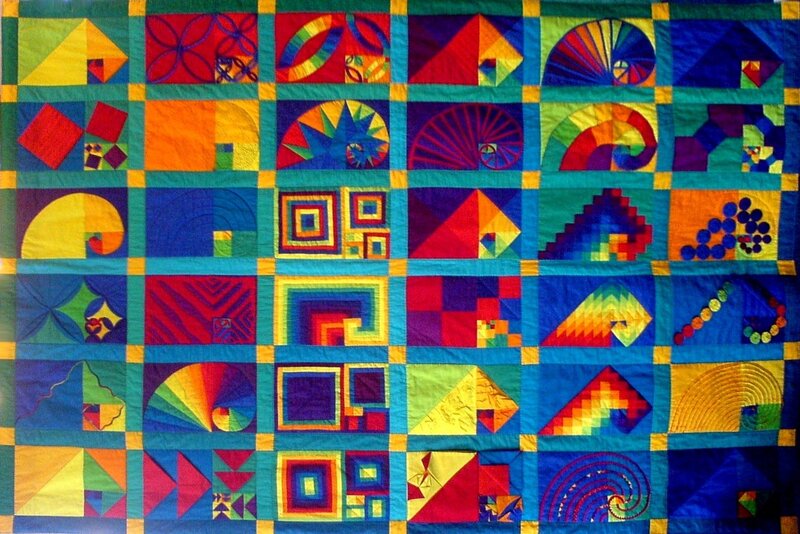 Colorful Quilt with Geometric Patterns — Blue
