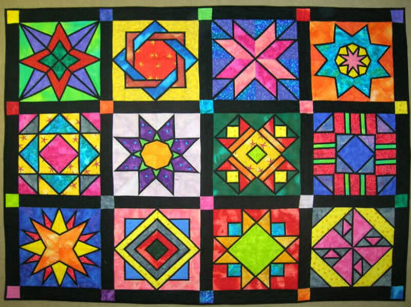 Colorful Quilt with Geometric Patterns