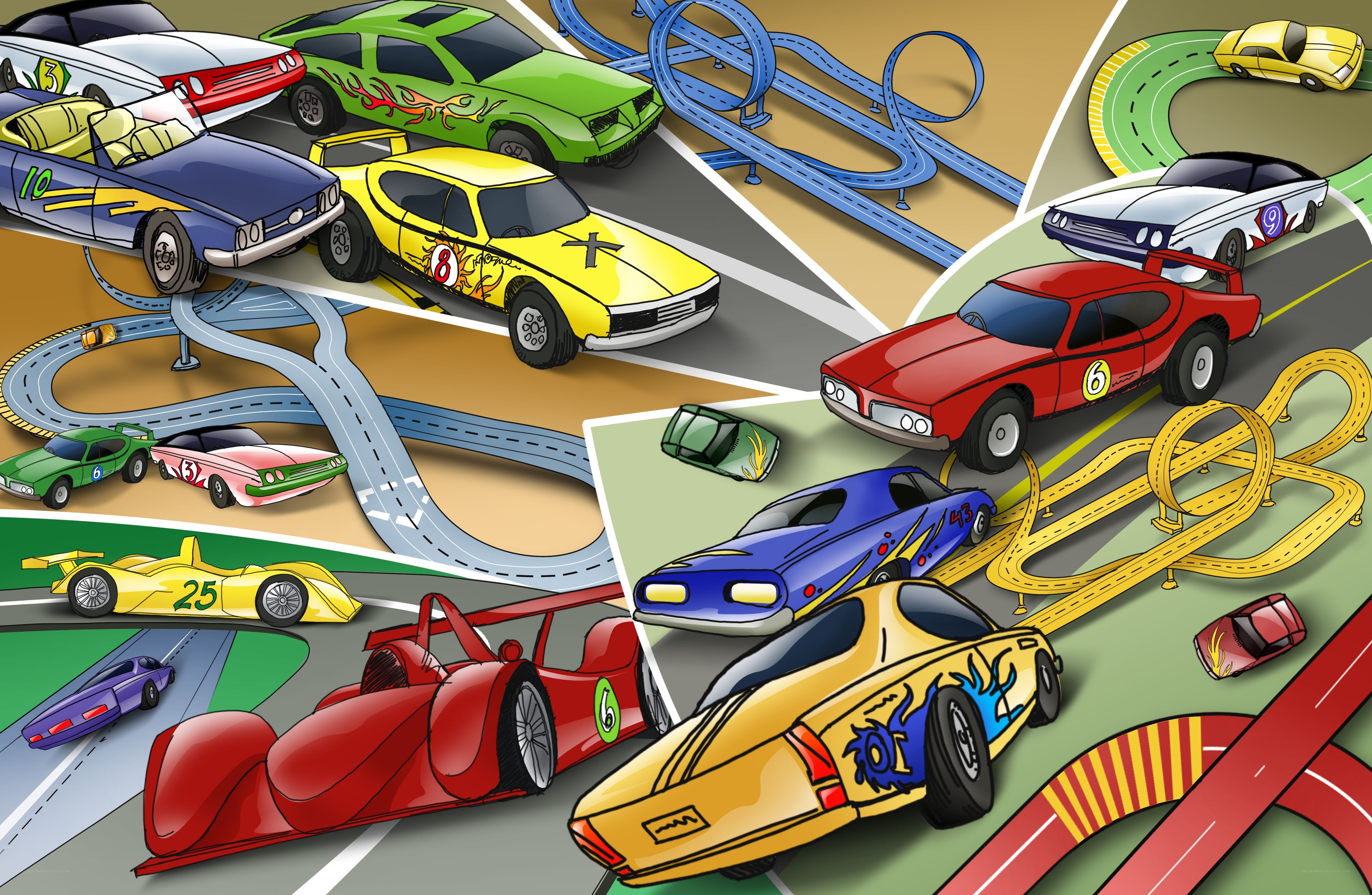 Colorful race car collage