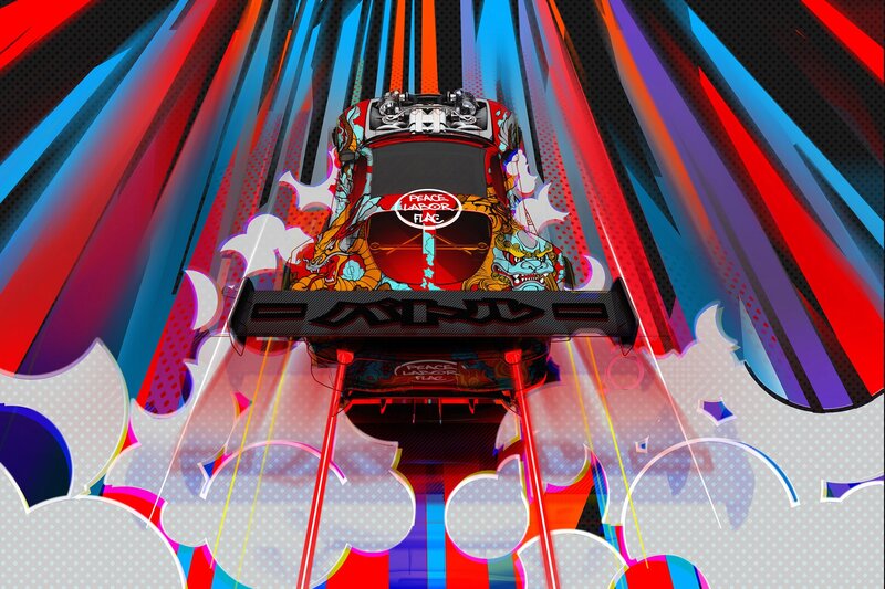 Colorful Race Car — Red, Dynamic, Energetic