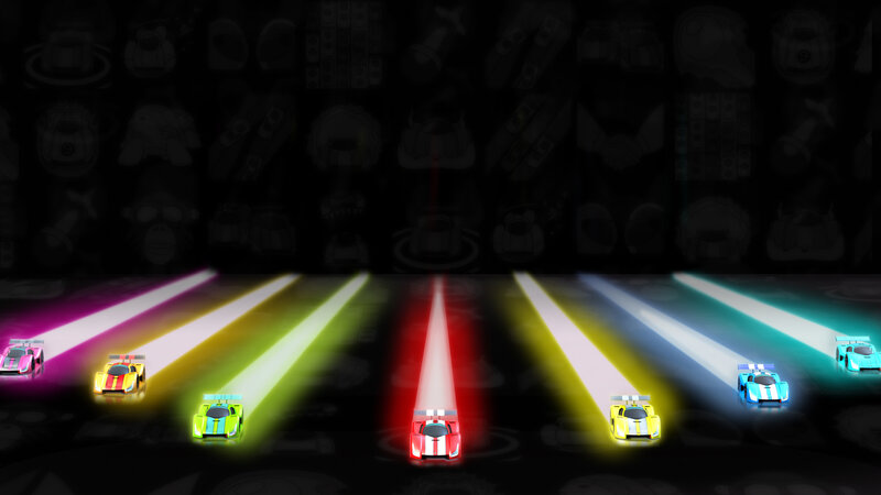 Colorful race cars on a track