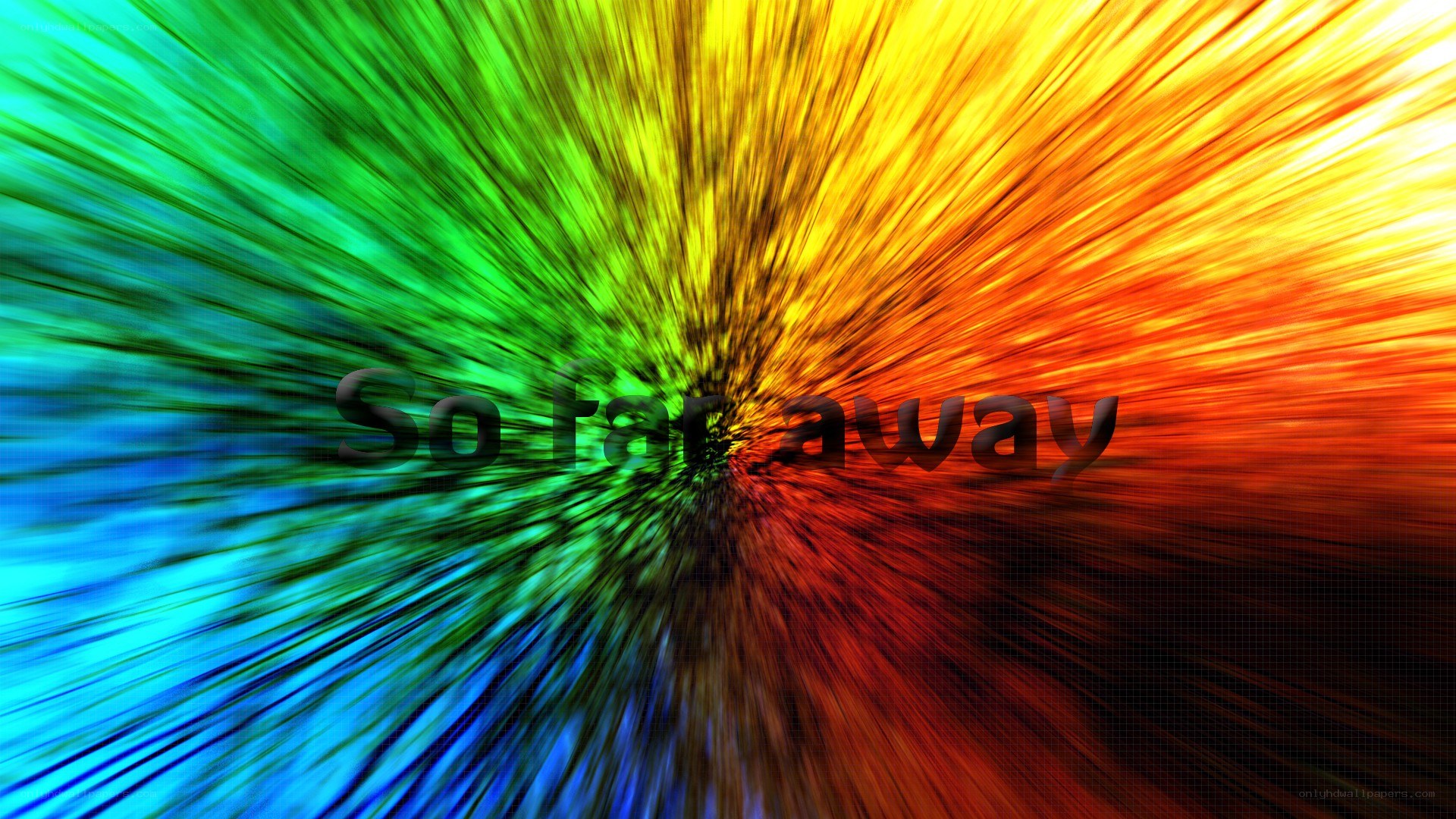 colorful radial burst with text