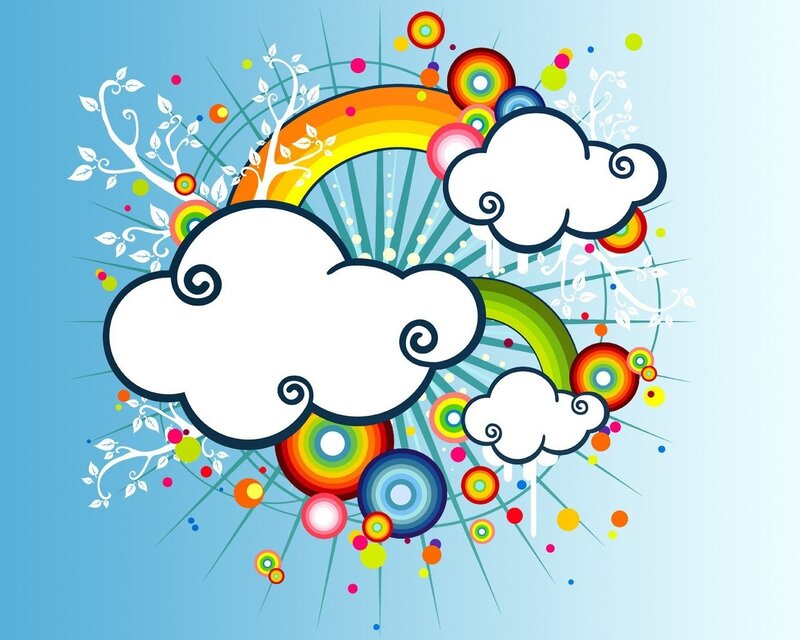 colorful rainbow and clouds