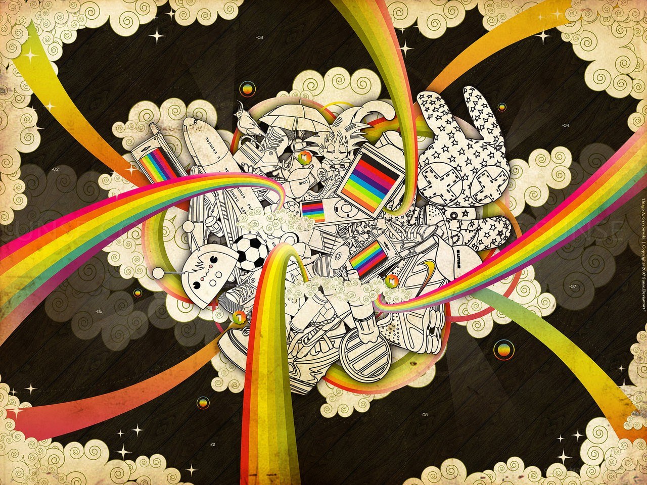 colorful rainbow doodle collage