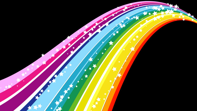 colorful rainbow with stars