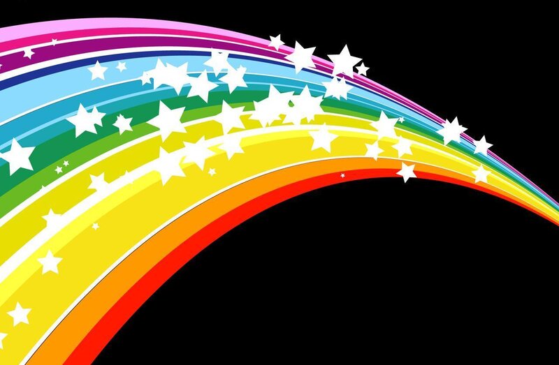 colorful rainbow with stars