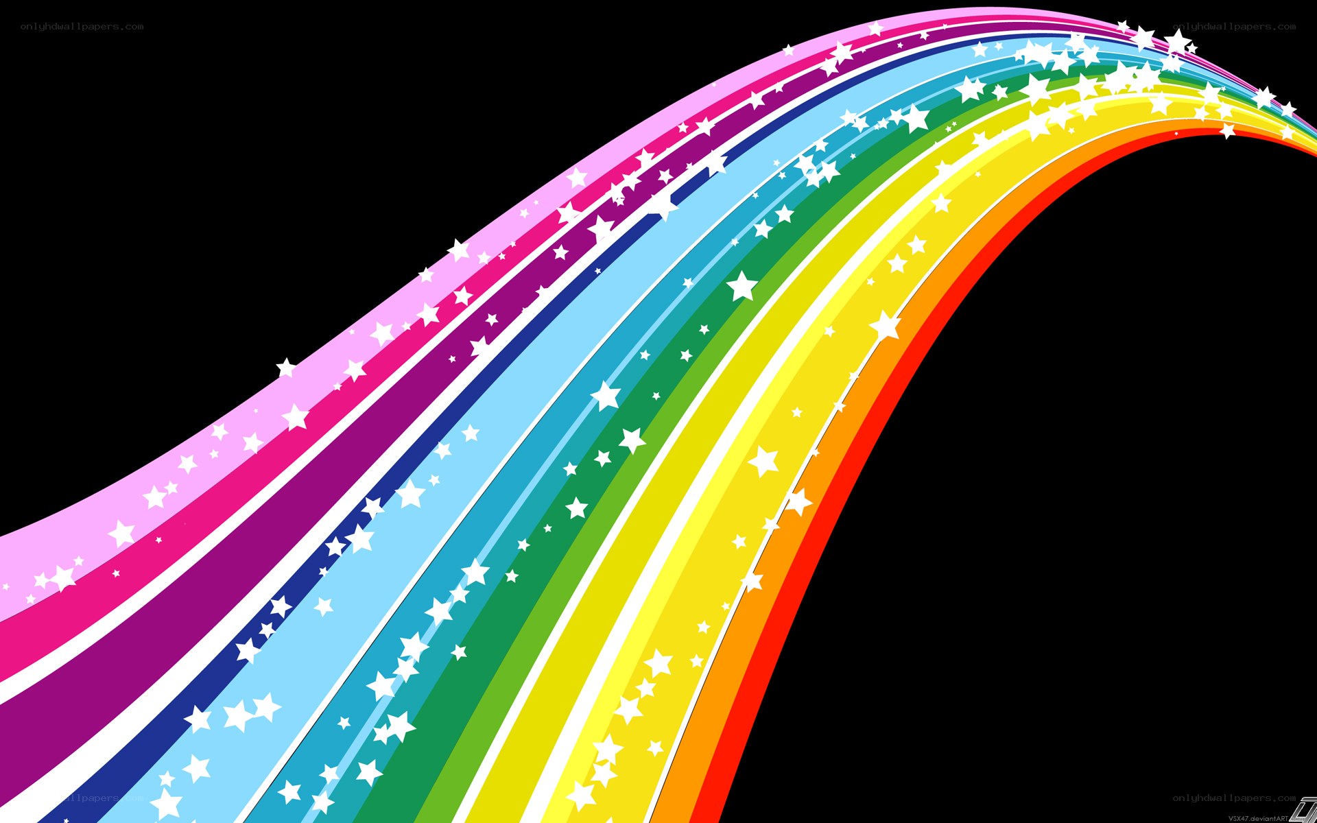 colorful rainbow with stars