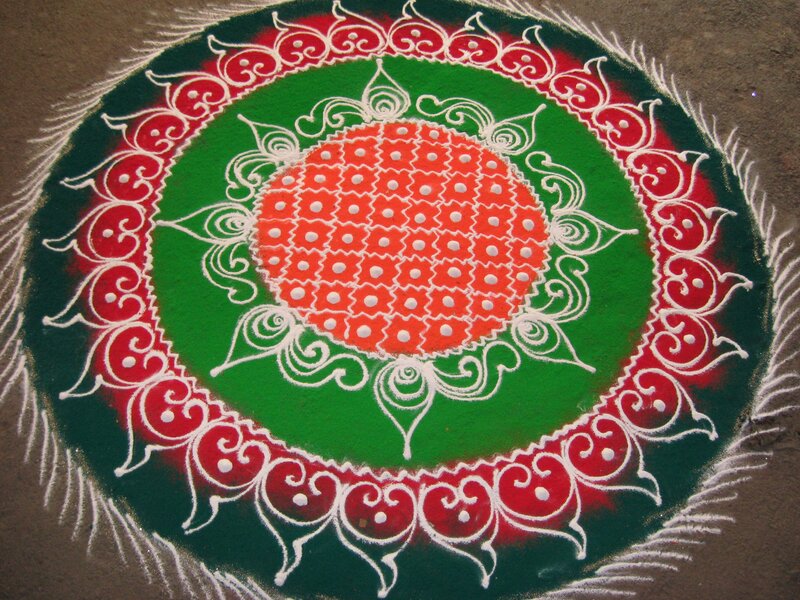 Colorful Rangoli Design — Green, Festive