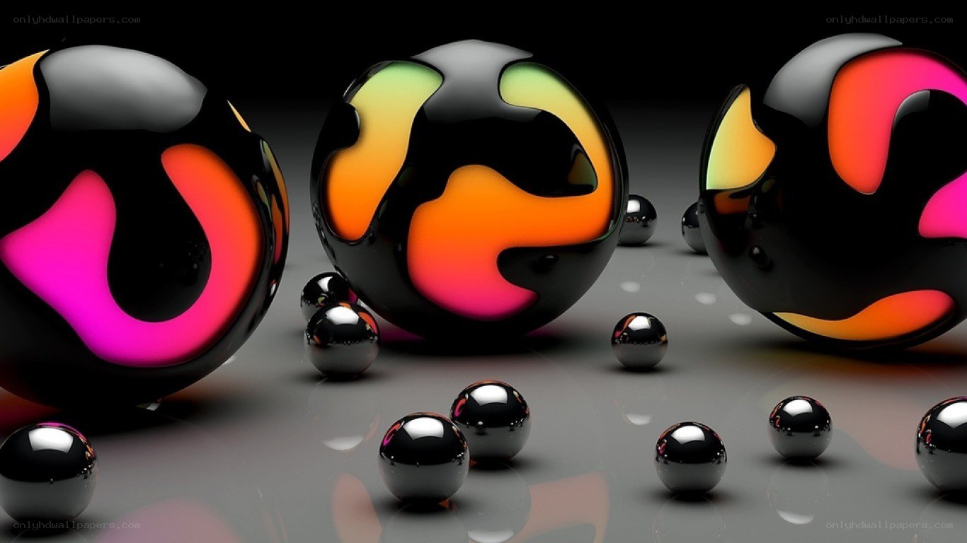 colorful reflective spheres