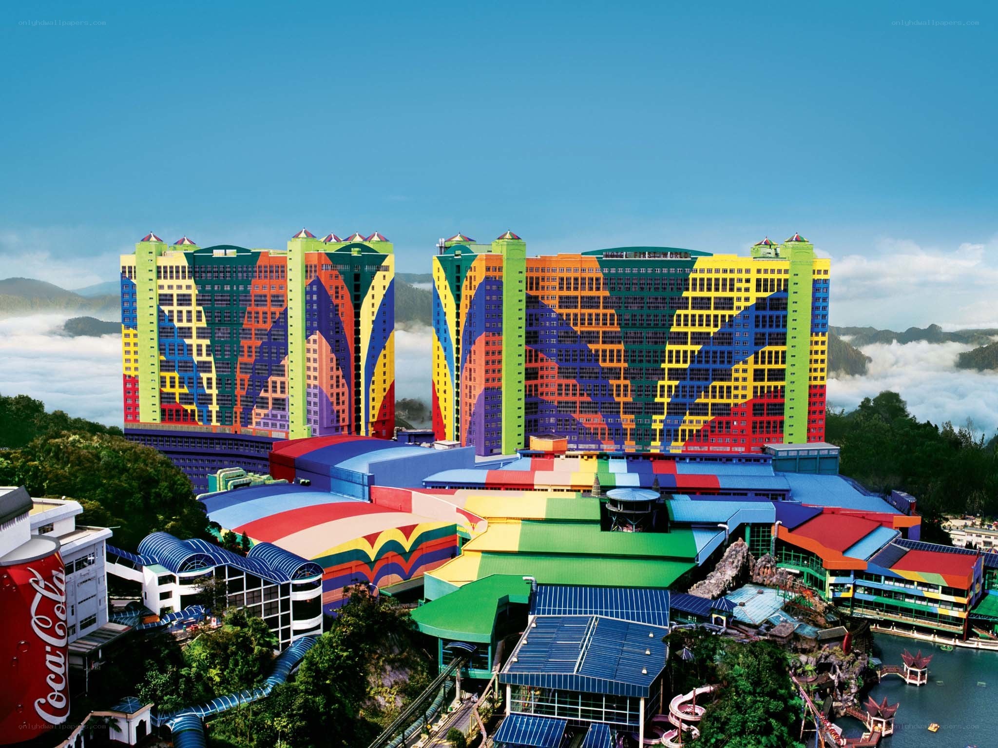 colorful resort in the clouds