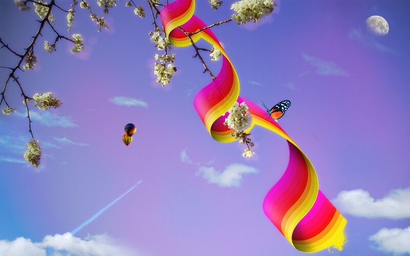 Colorful Ribbon in Sky
