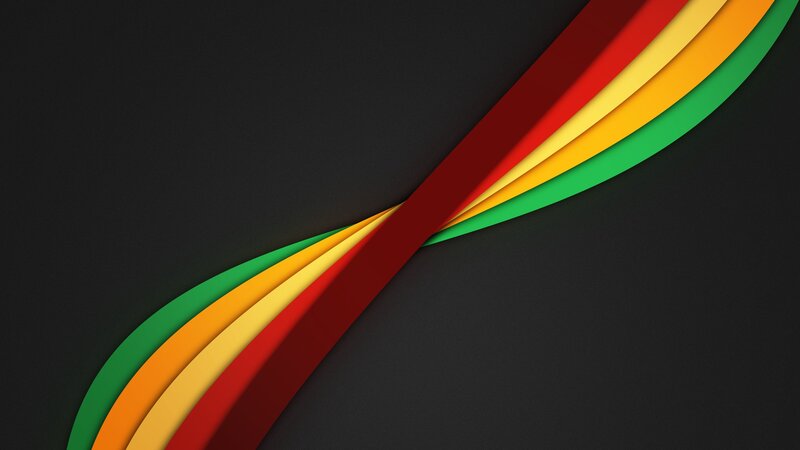 Colorful Ribbons on Black — Red, Dynamic