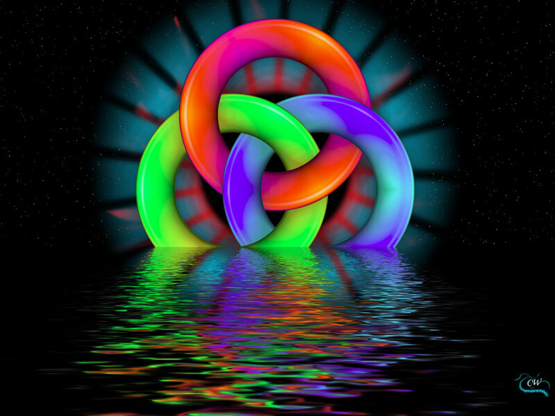 Colorful rings in water