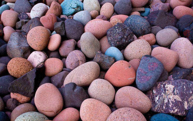 colorful river rocks