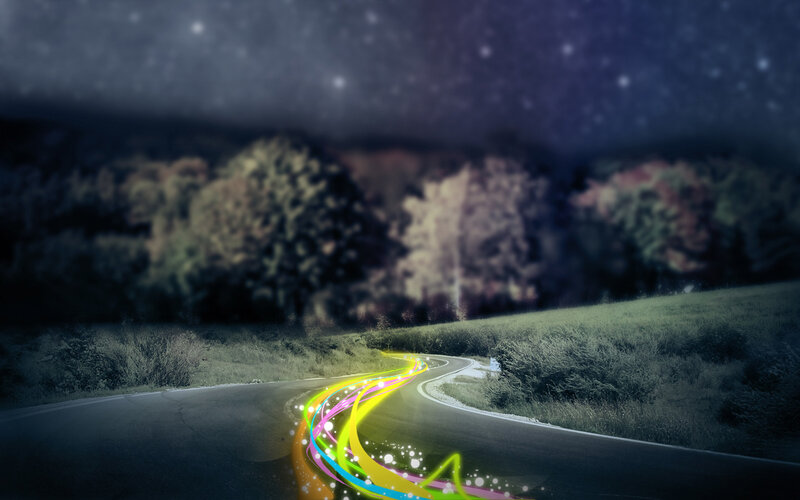 Colorful road at night