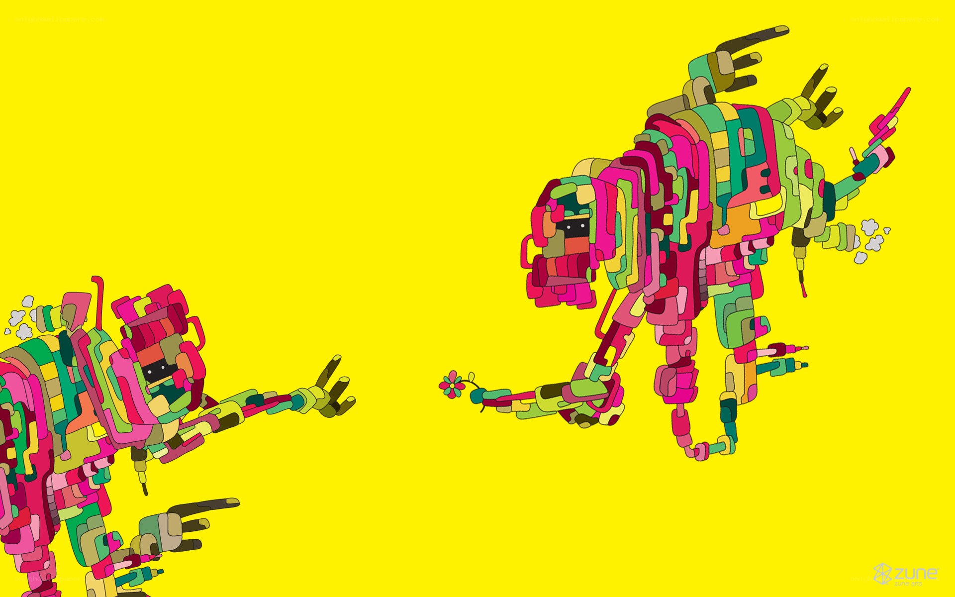 colorful robot creatures