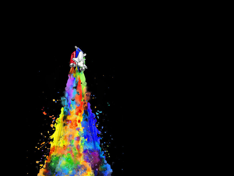 colorful rocket launch