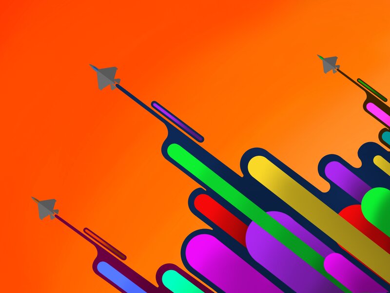 Colorful Rockets Flying