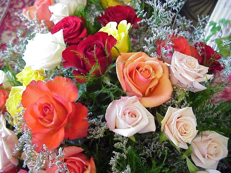 Colorful Rose Bouquet — Red, Festive, Photograph, Roses