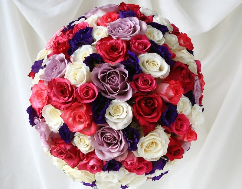 Colorful Rose Bouquet — Red, Festive, Photograph