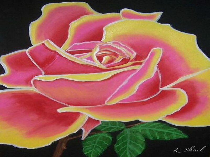 Colorful Rose Flower — Red, Dramatic, Painting