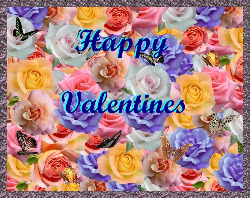 Colorful roses and butterflies