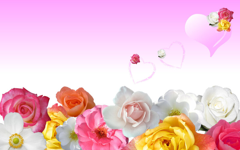 colorful roses and hearts