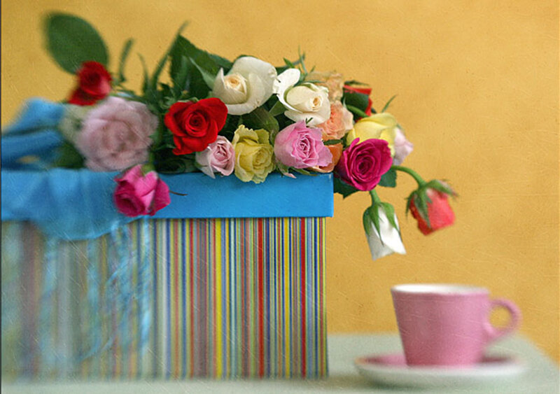 Colorful Roses in Box