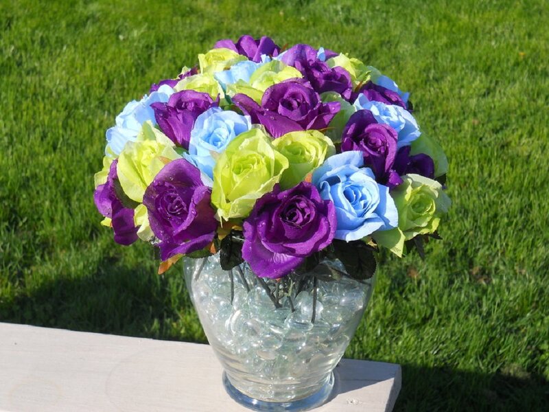 Colorful Roses in Vase