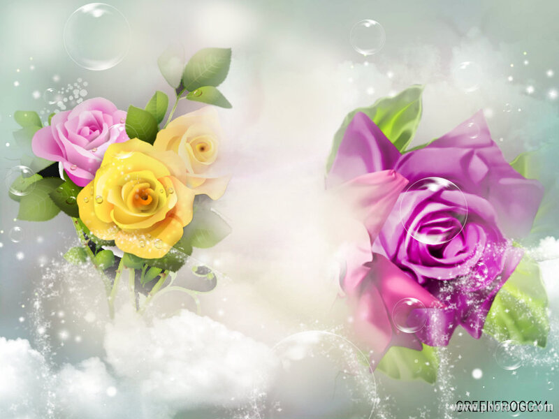 Colorful Roses with Bubbles