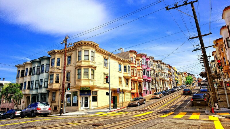 Colorful Row Houses — Blue