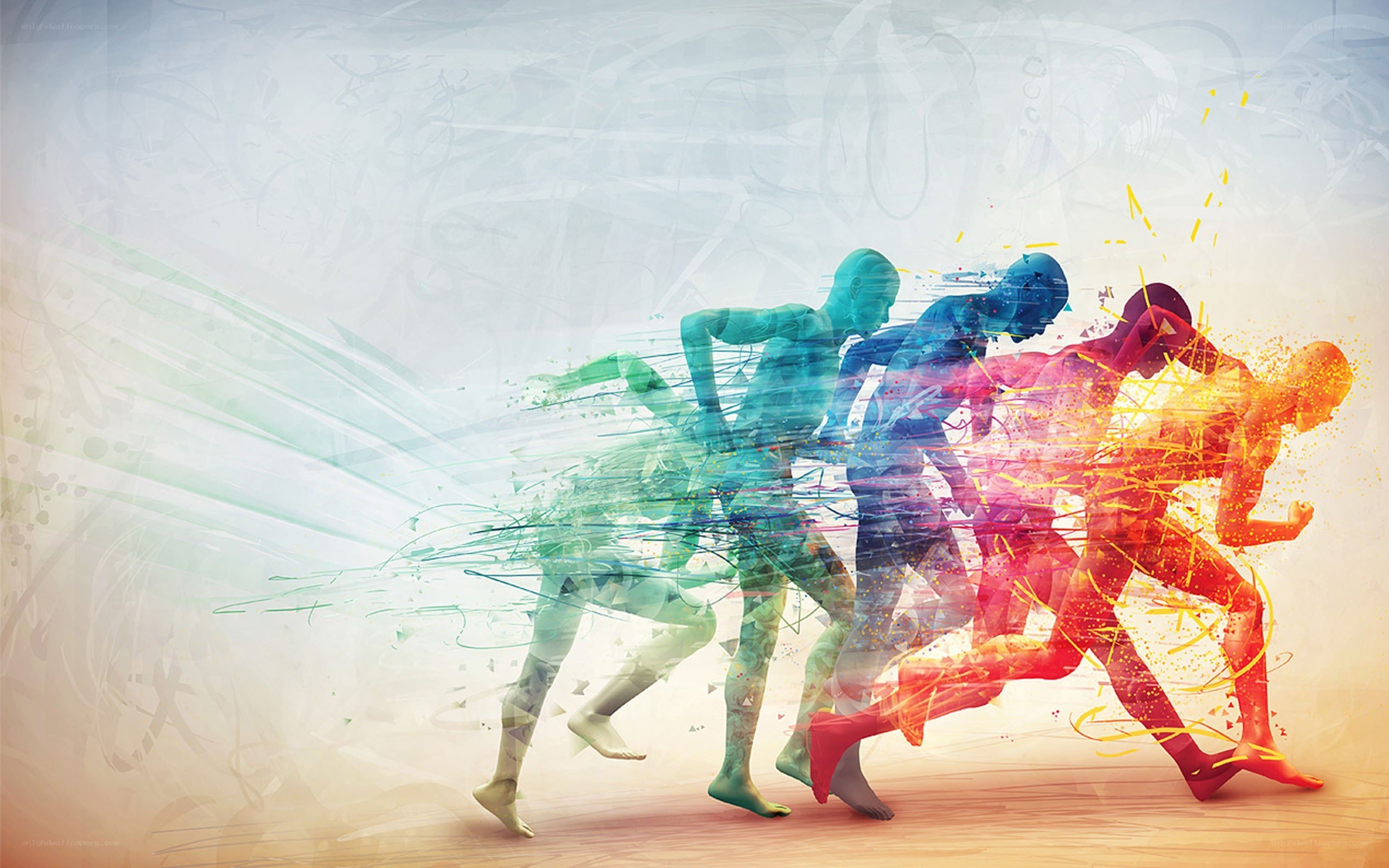 Colorful runners in motion