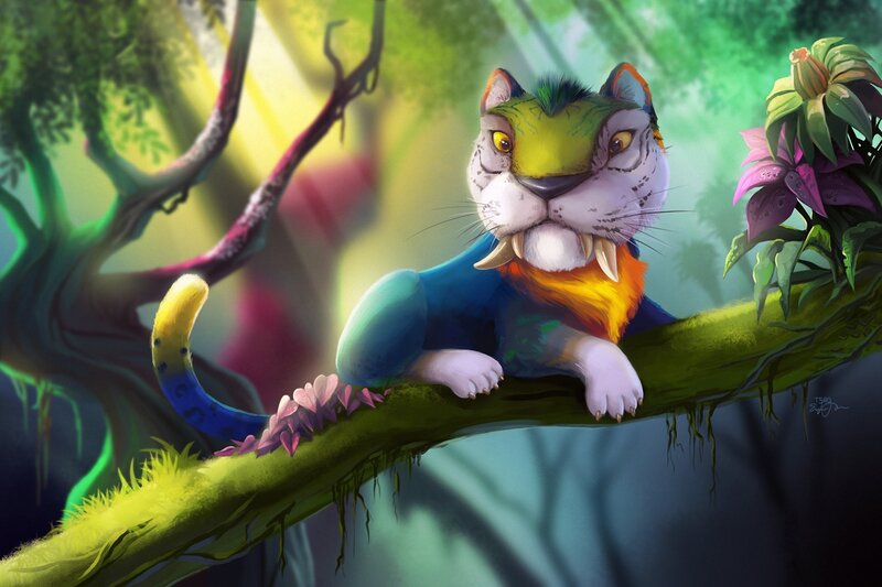 Colorful Saber-toothed Cat — Green