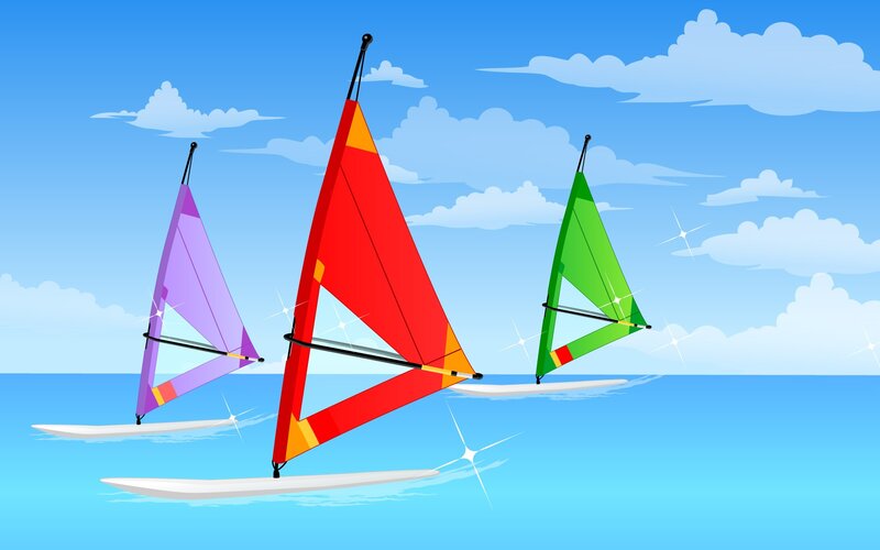 Colorful sailboats on the water