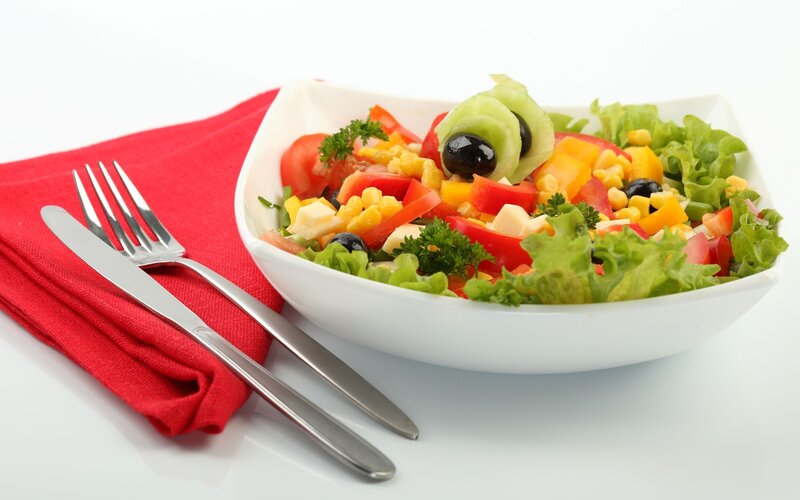 Colorful Salad in Bowl — White