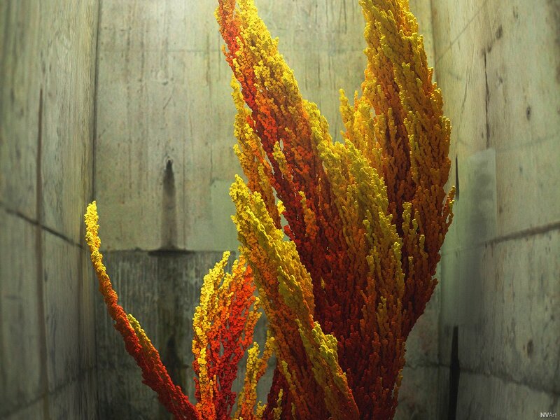 Colorful Sculpture in Corridor