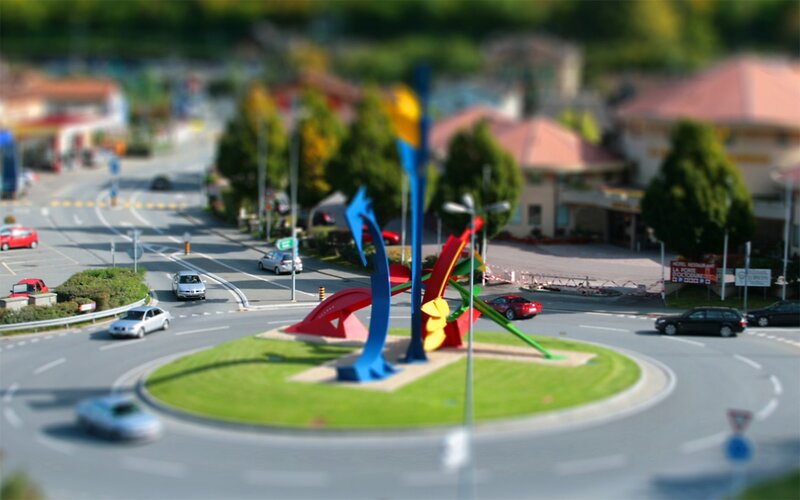 Colorful Sculpture on Roundabout