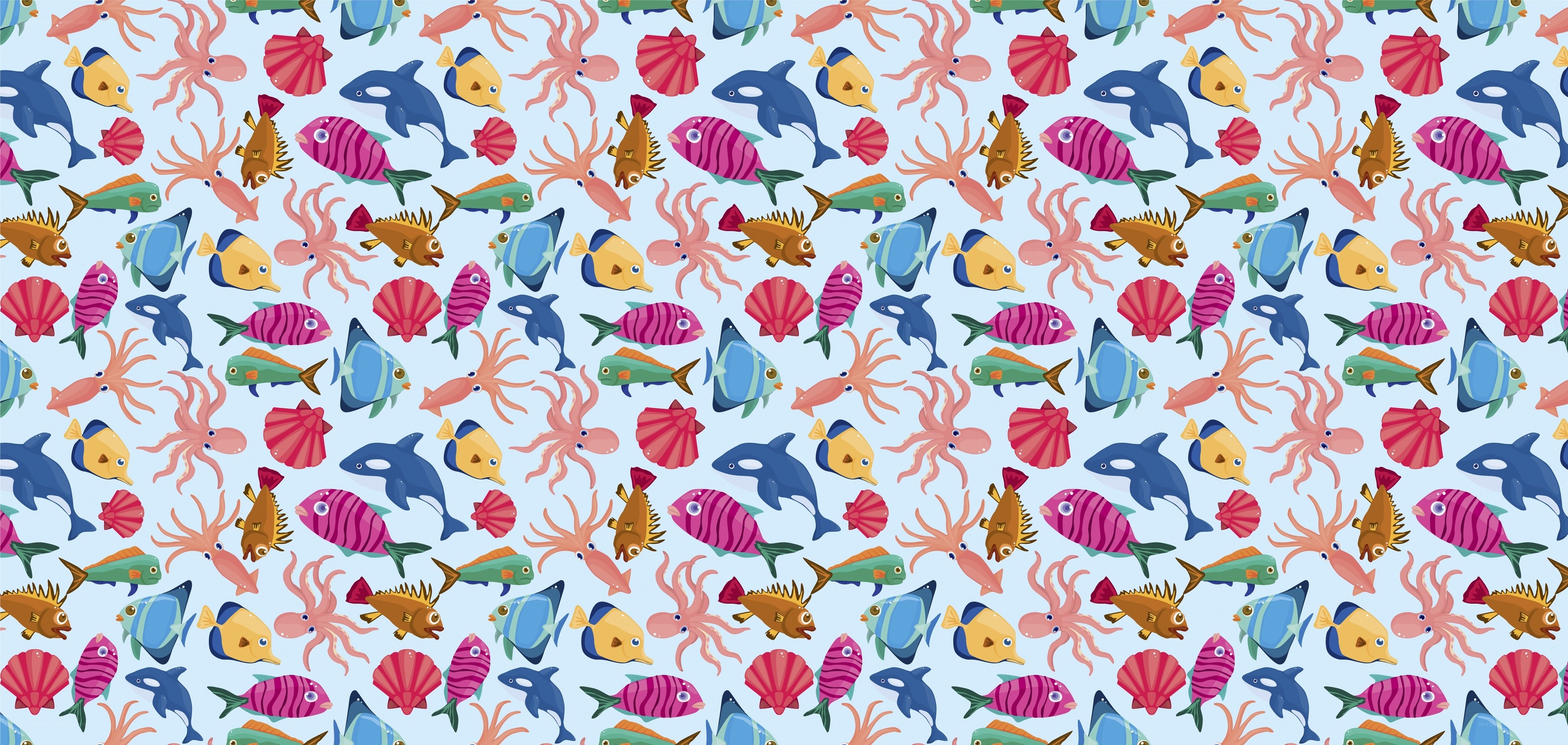 colorful sea life pattern