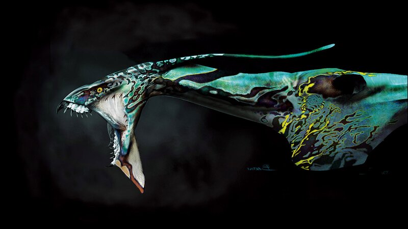 Colorful Sea Serpent — Teal, Dramatic