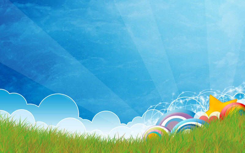 Colorful Shapes in Grass — Blue