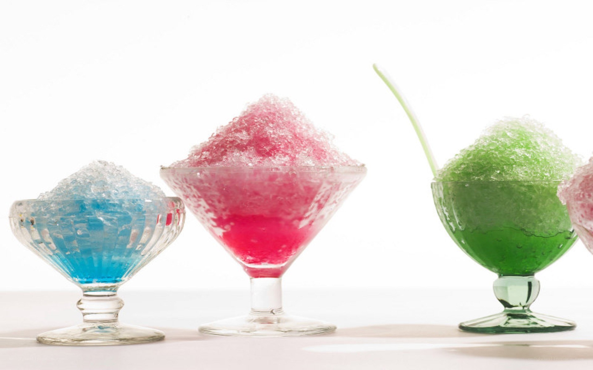 Colorful shaved ice desserts