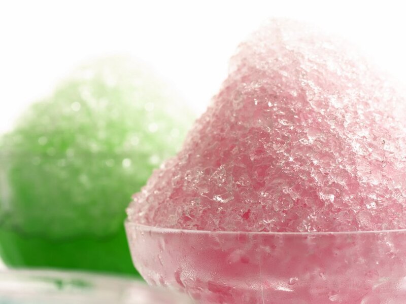 Colorful shaved ice desserts