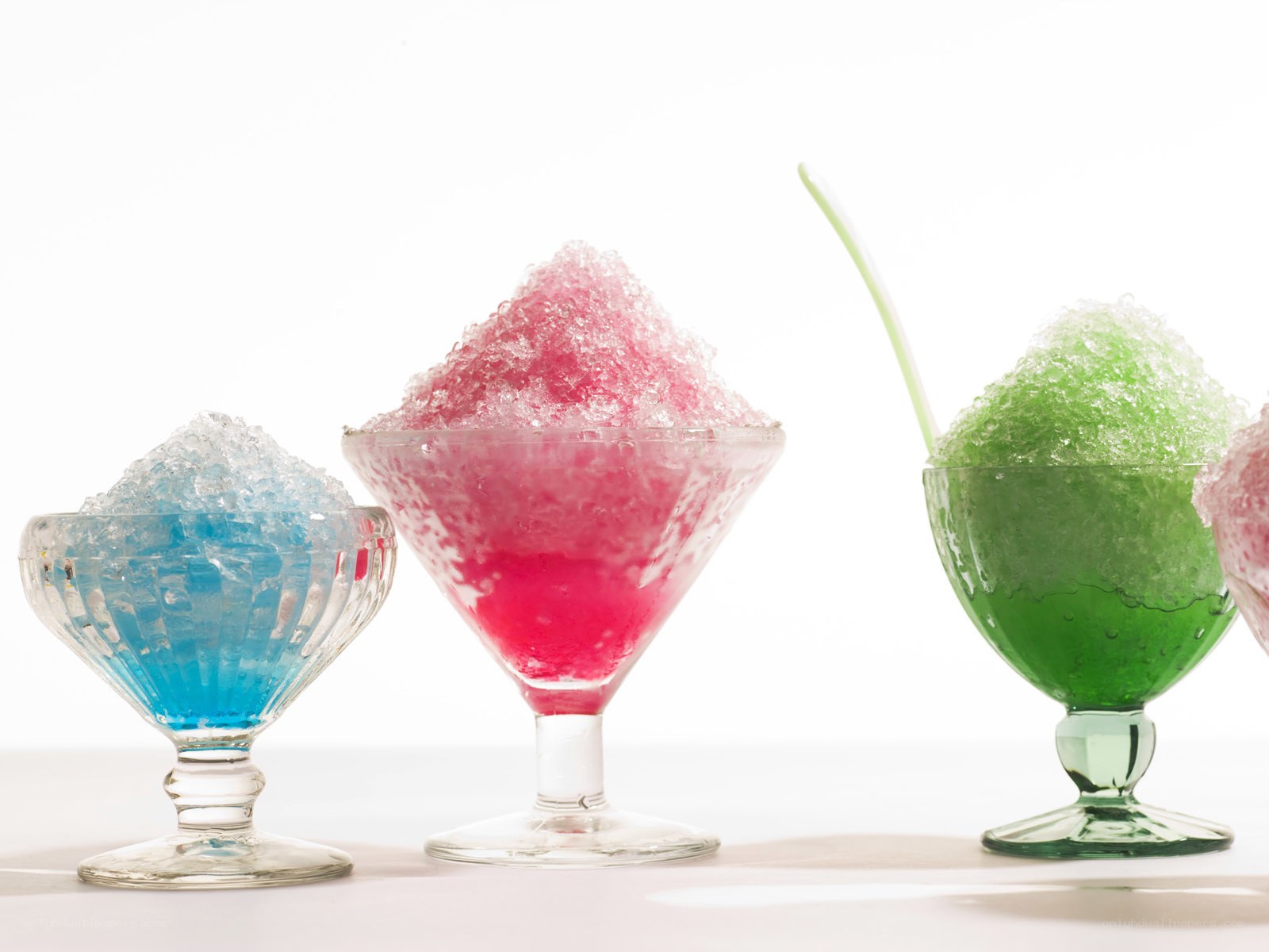 Colorful shaved ice desserts
